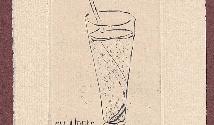 Ex libris O. Kopáčka. Růže ve sklenici.