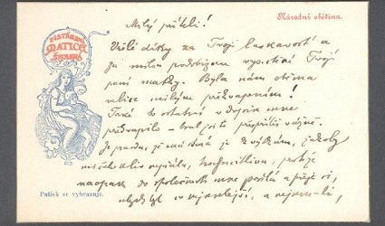 Kartička se sdělením.