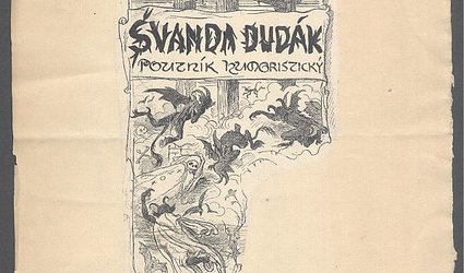 Návrh titulního listu časopisu Švanda dudák.