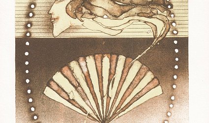 Ženská hlava a vějíř.