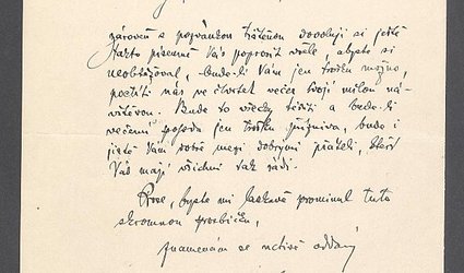 Dopis na dopisním papíře s hlavičkou Spolku českých spisovatelů a belletristů Máj v Praze.