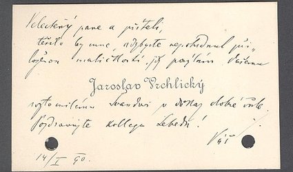 Vizitka se sdělením.